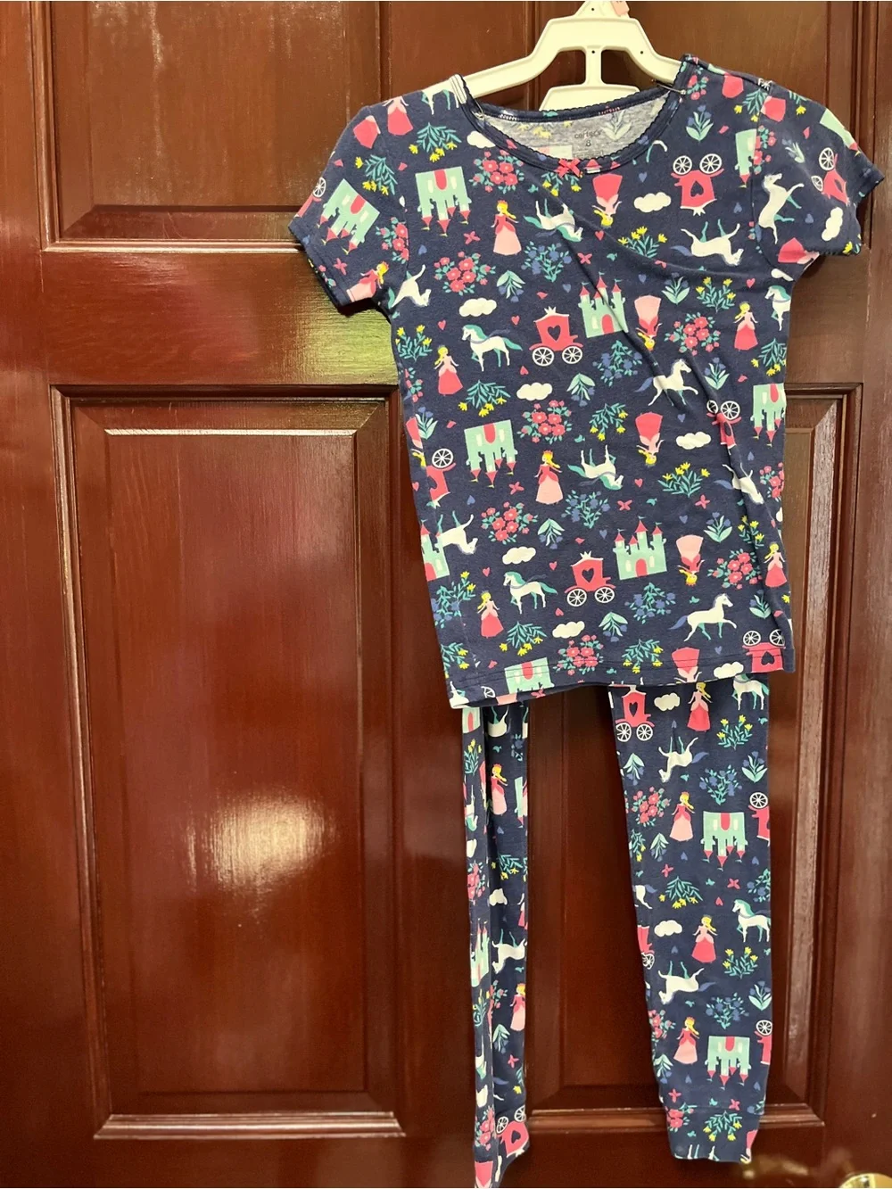 Carter's Navy Fairy Tale Print Pajama Set with Pink and Mint Accents